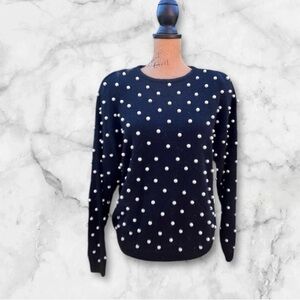 Michelle Stuart Black Sweater with Pearl Accents